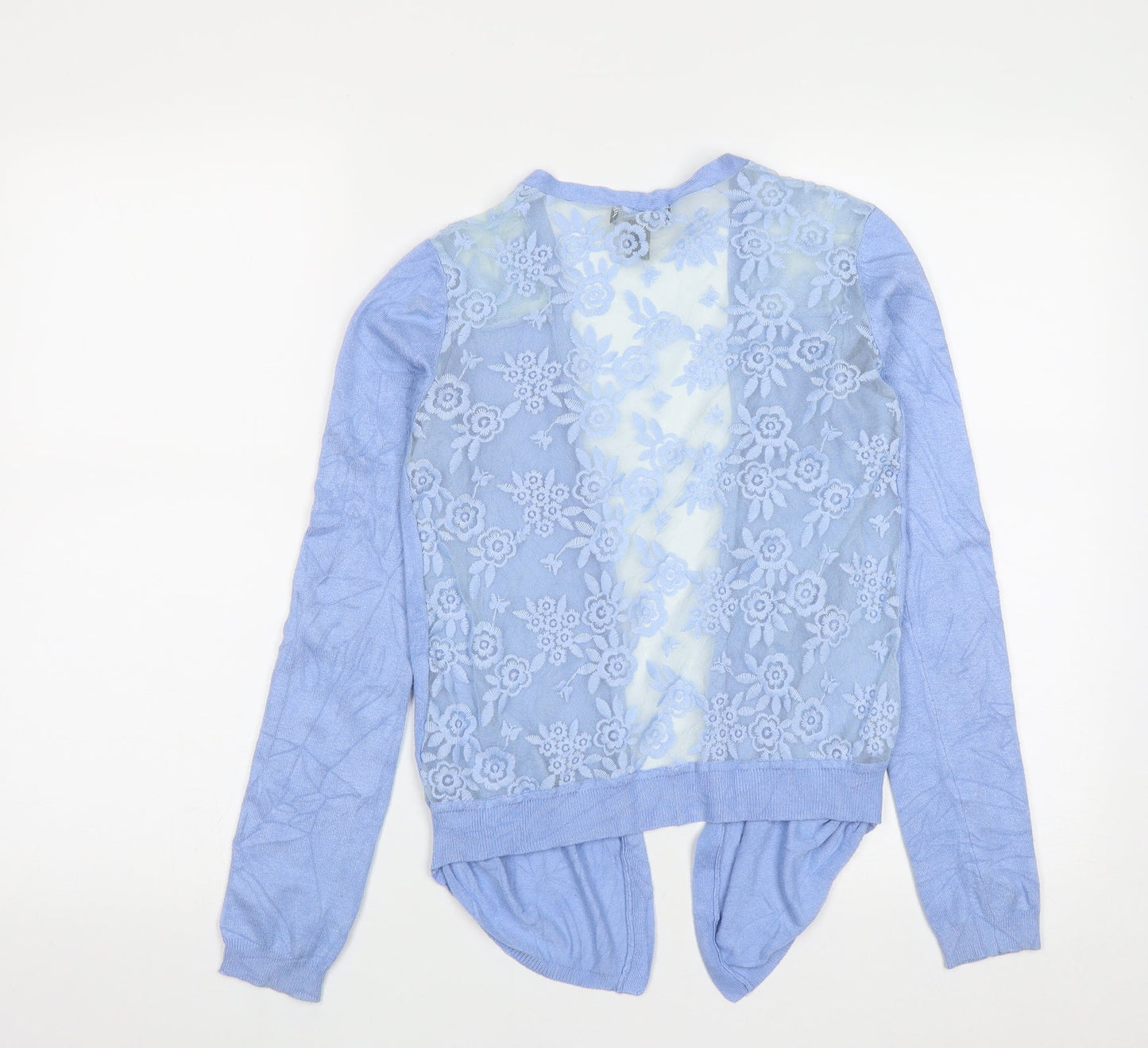 New Look Womens Blue V-Neck Geometric Polyester Cardigan Jumper Size 8