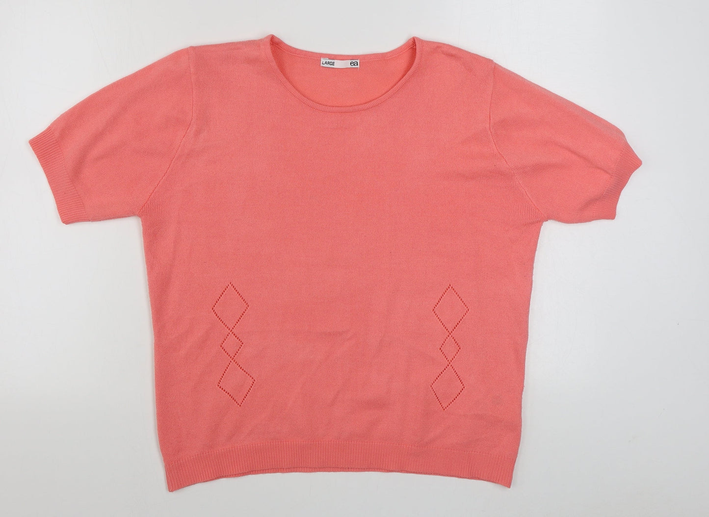 EA Womens Pink Boat Neck  Acrylic Pullover Jumper Size L