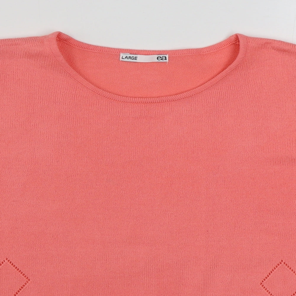 EA Womens Pink Boat Neck  Acrylic Pullover Jumper Size L