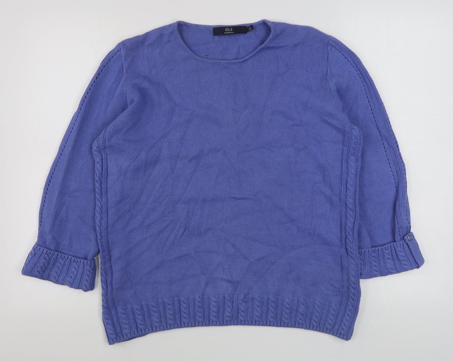 EWM Womens Purple Round Neck  Cotton Pullover Jumper Size M