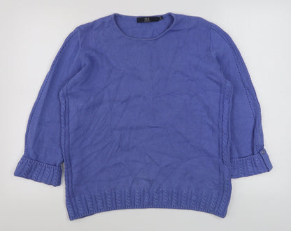 EWM Womens Purple Round Neck  Cotton Pullover Jumper Size M