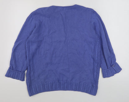 EWM Womens Purple Round Neck  Cotton Pullover Jumper Size M