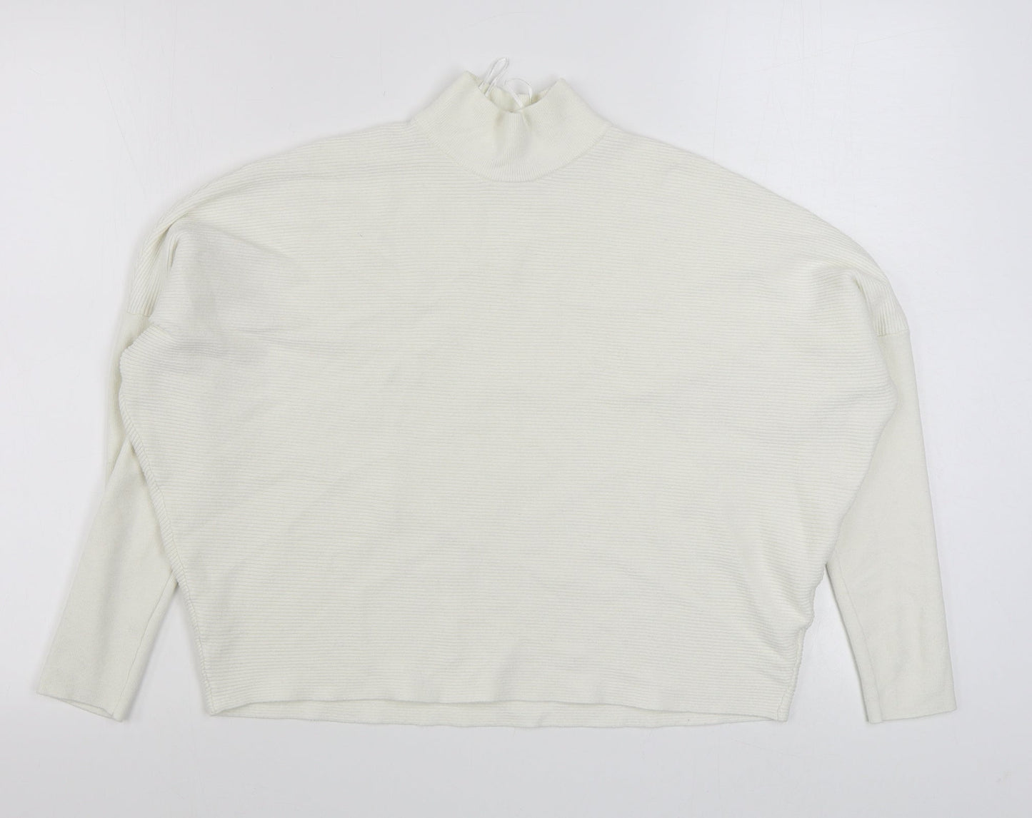 TU Womens White Round Neck  Viscose Pullover Jumper Size 10