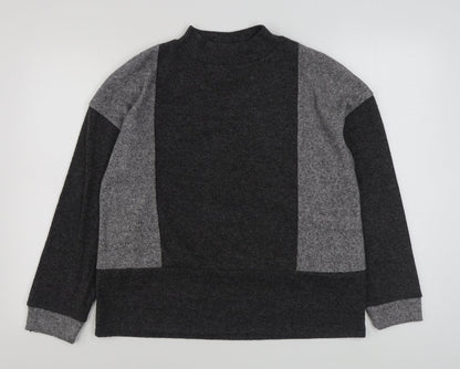Tu Womens Grey Round Neck  Polyester Pullover Jumper Size 12