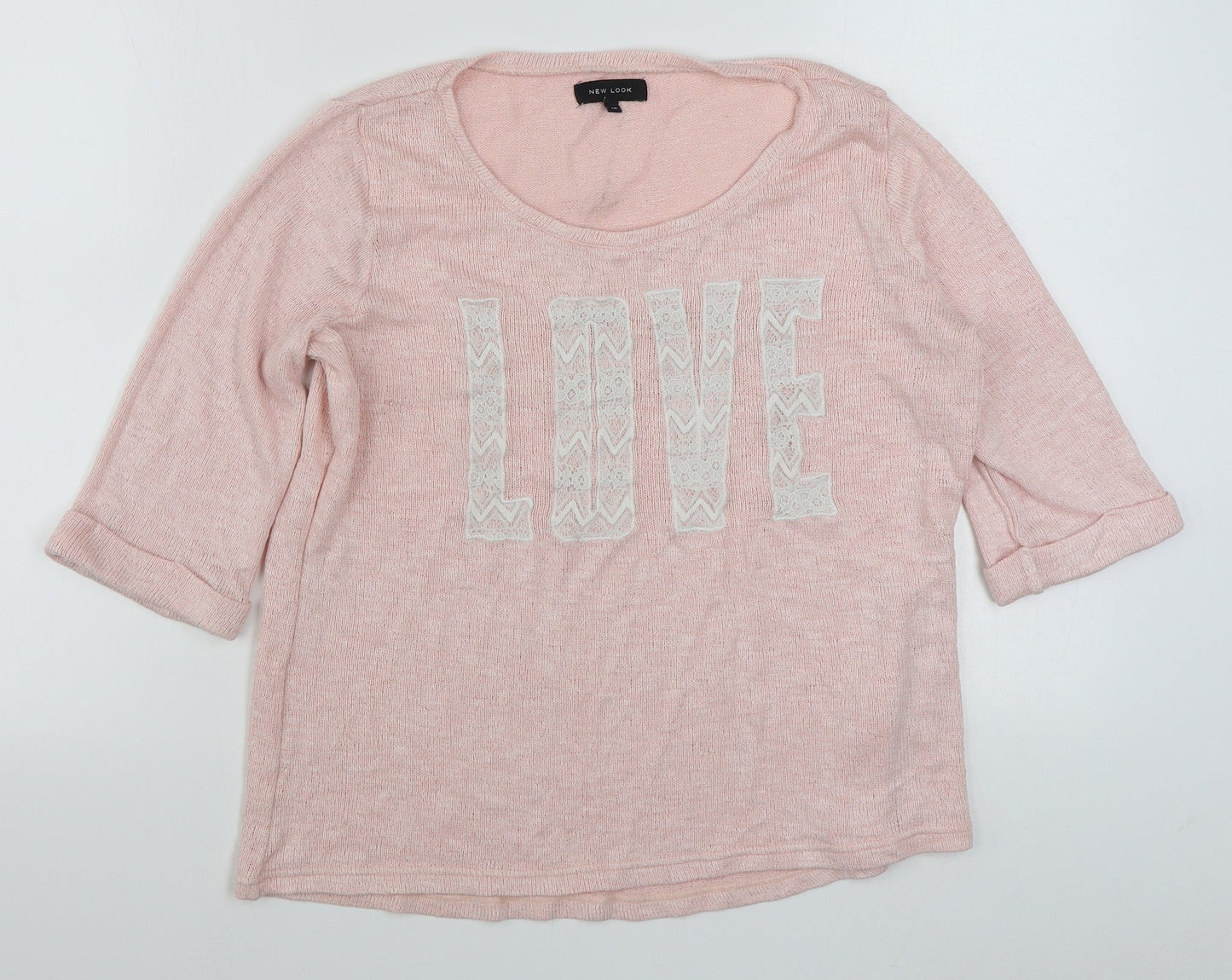 New Look Womens Pink Scoop Neck  Viscose Pullover Jumper Size 16
