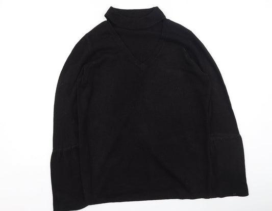 Papaya Womens Black V-Neck  Acrylic Pullover Jumper Size M
