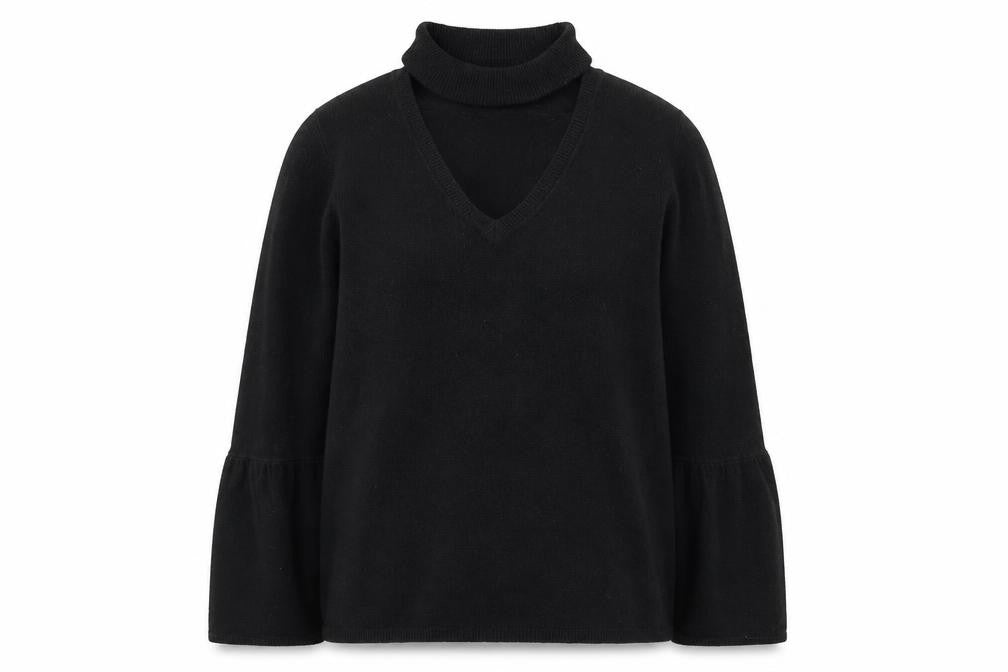 Papaya Womens Black V-Neck  Acrylic Pullover Jumper Size M