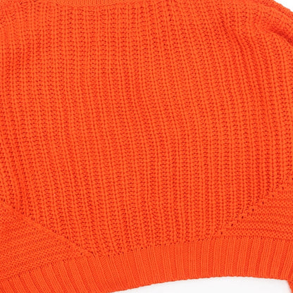 Divided Womens Orange Round Neck  Acrylic Pullover Jumper Size L