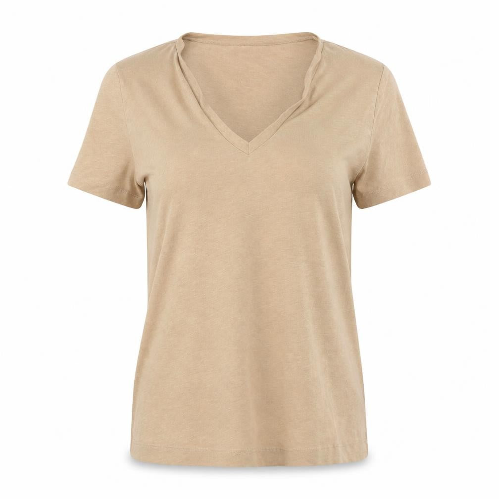 Very  Womens Brown  Polyester Basic T-Shirt Size 12 V-Neck
