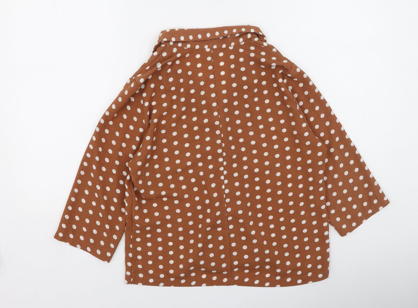 Only Womens Brown Round Neck Polka Dot Polyester Cardigan Jumper Size 38