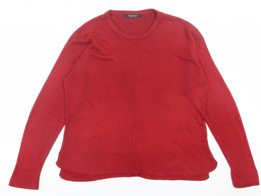 Select Womens Red Crew Neck  Acrylic Pullover Jumper Size 14