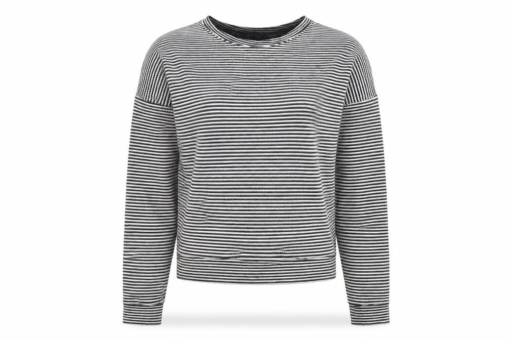 New Look Womens Black Crew Neck Striped Polyester Pullover Jumper Size 8