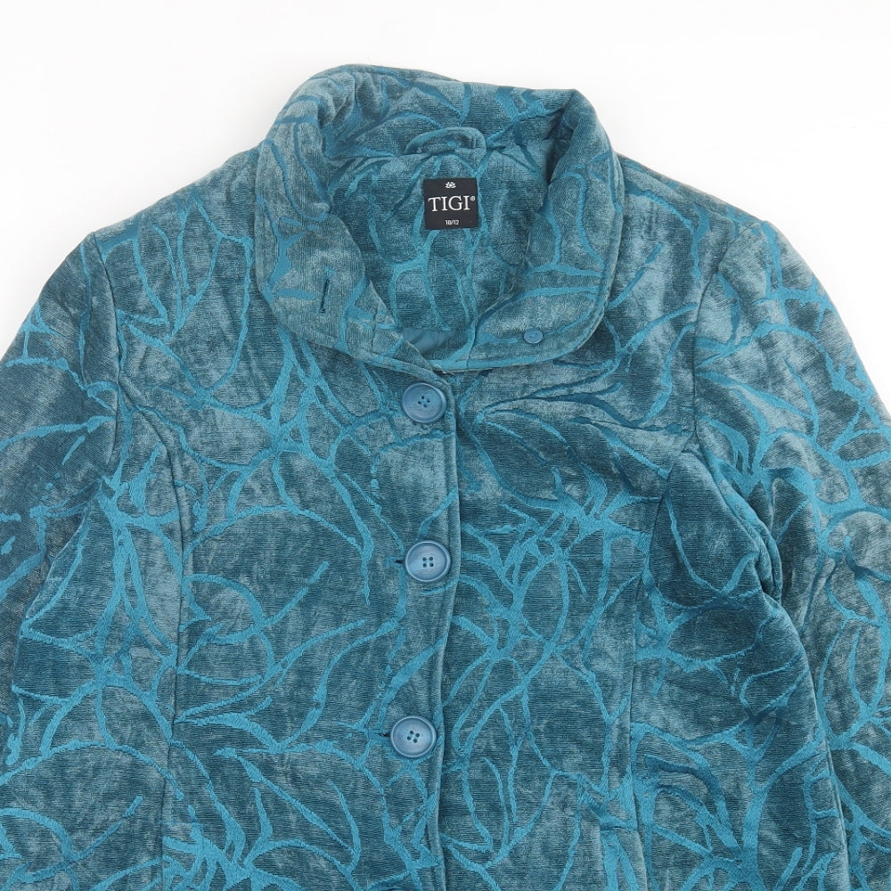 Tigi Womens Green Geometric  Jacket  Size 10  Button