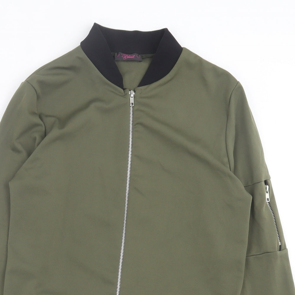 Miss Blush Womens Green   Bomber Jacket Jacket Size 10  Zip