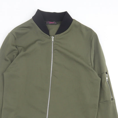 Miss Blush Womens Green   Bomber Jacket Jacket Size 10  Zip