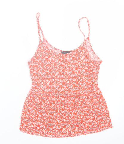 Primark Womens Red Floral Viscose Basic Tank Size 2XS Scoop Neck