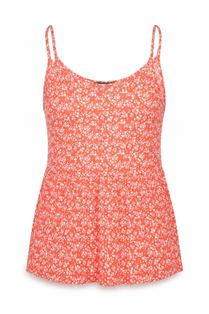 Primark Womens Red Floral Viscose Basic Tank Size 2XS Scoop Neck