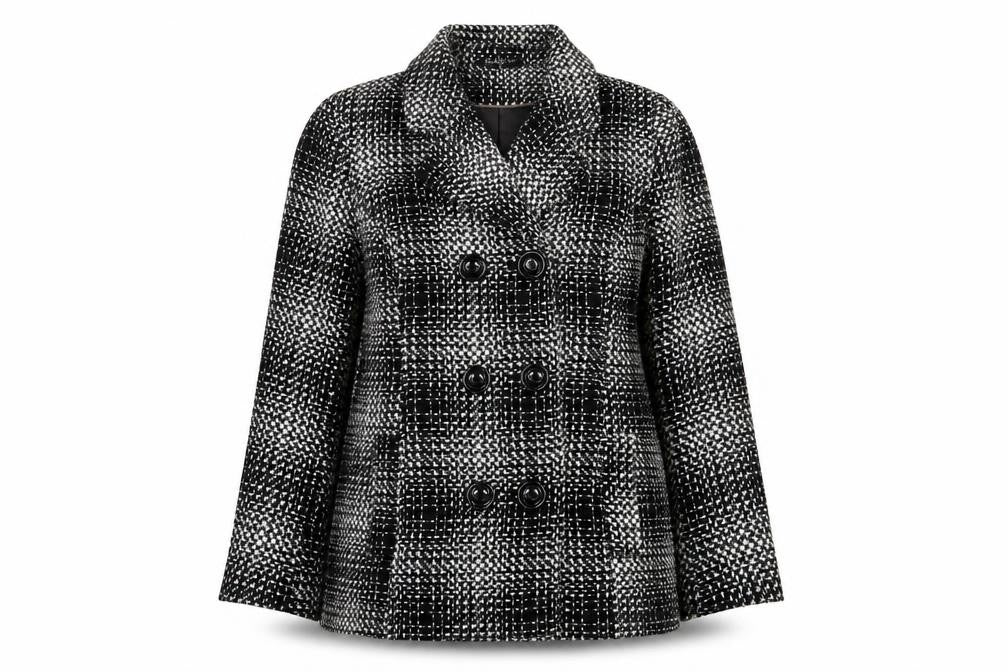Classics Womens Black Plaid  Jacket  Size 12  Button
