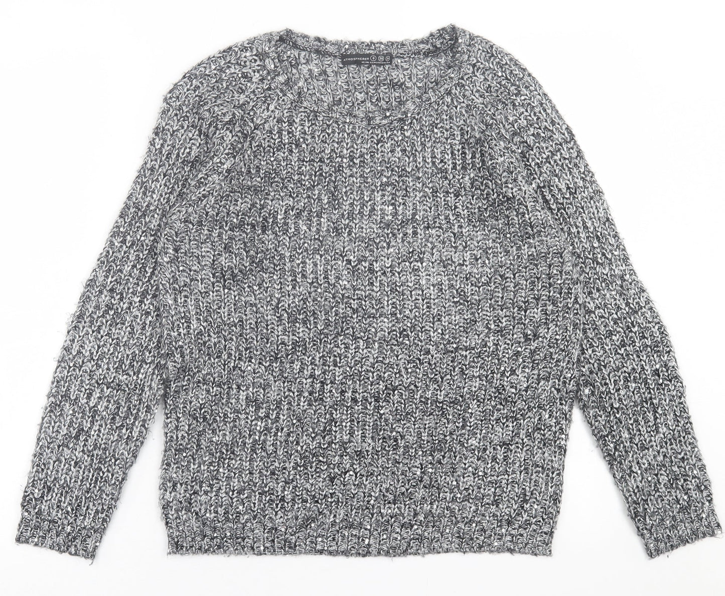 Atmosphere Womens Grey Crew Neck  Acrylic Pullover Jumper Size 8