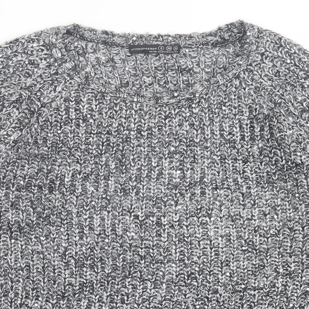 Atmosphere Womens Grey Crew Neck  Acrylic Pullover Jumper Size 8