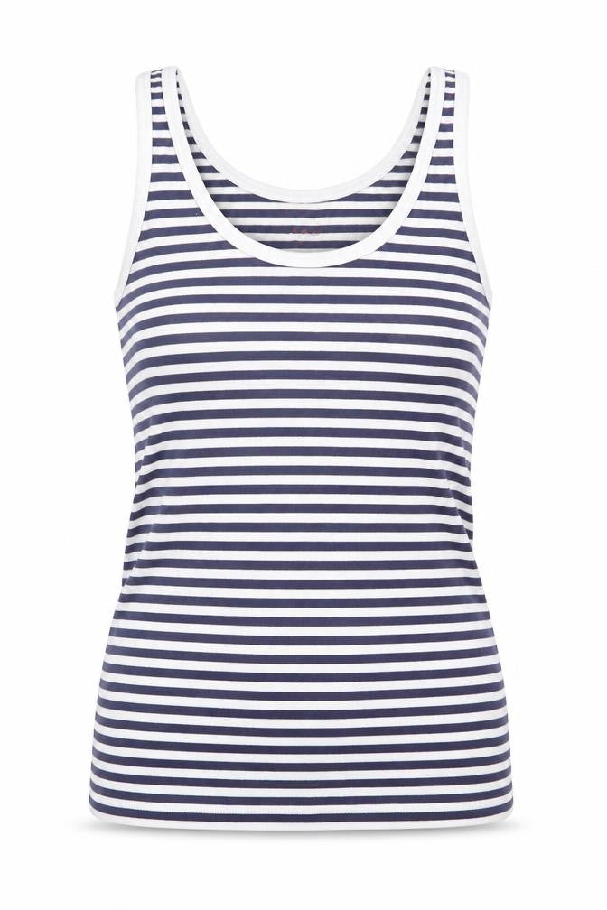 Joe Fresh Womens White Striped Cotton Basic Tank Size S Scoop Neck