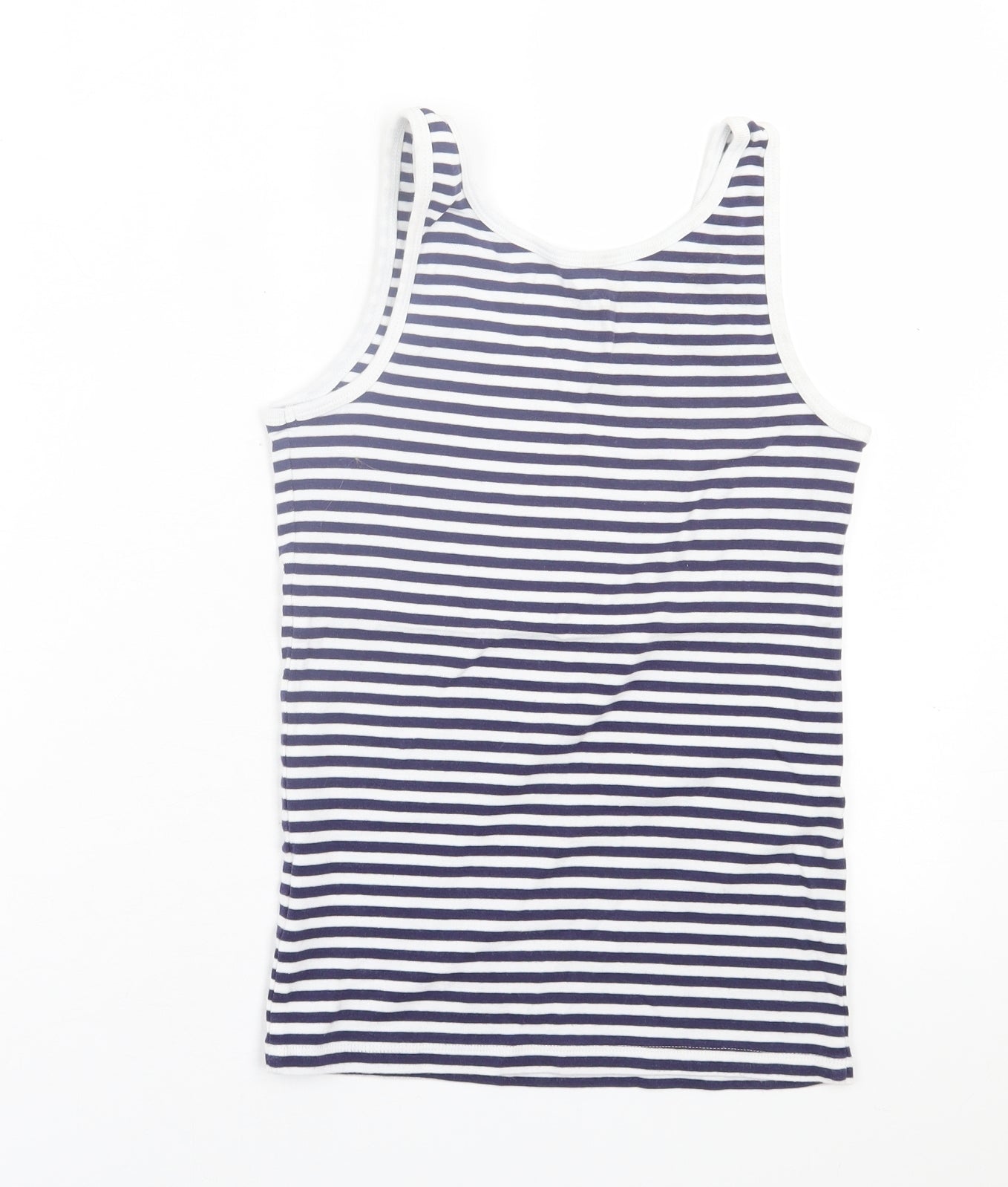 Joe Fresh Womens White Striped Cotton Basic Tank Size S Scoop Neck
