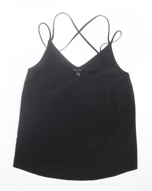 New Look Womens Black  Polyester Basic Tank Size 8 V-Neck