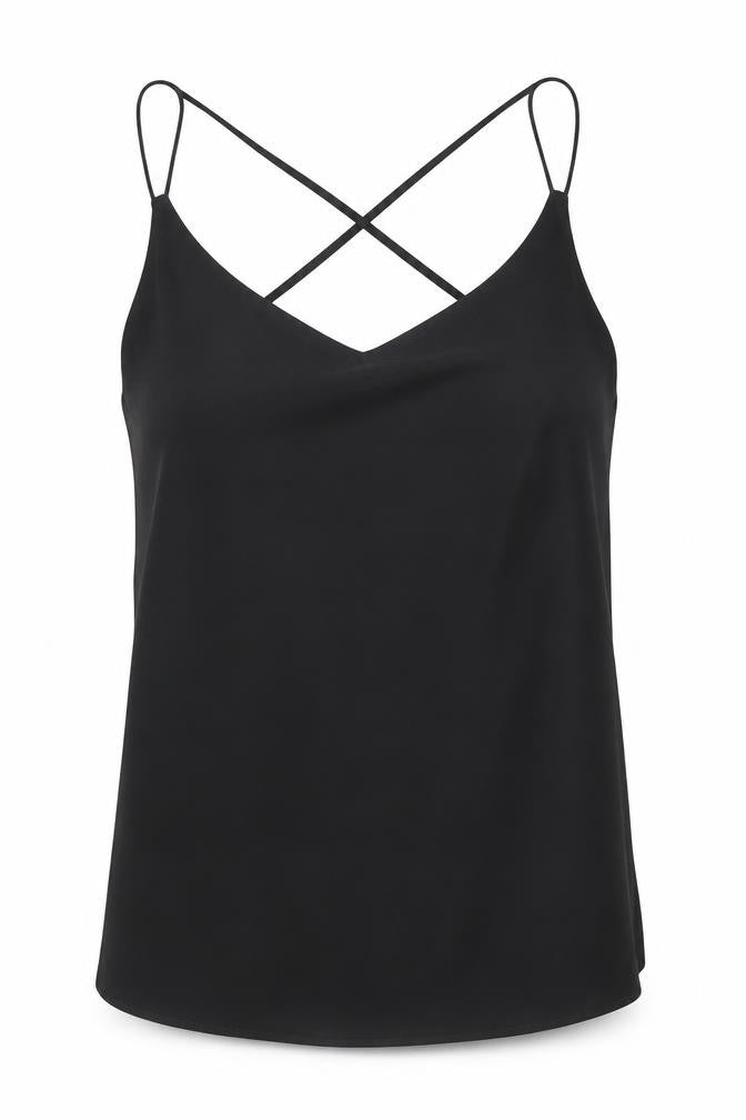 New Look Womens Black  Polyester Basic Tank Size 8 V-Neck