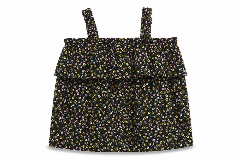Primark Girls Black Floral Polyester Basic Tank Size 11-12 Years Square Neck Pullover