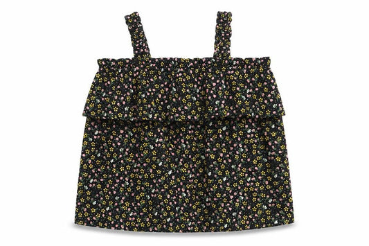 Primark Girls Black Floral Polyester Basic Tank Size 11-12 Years Square Neck Pullover