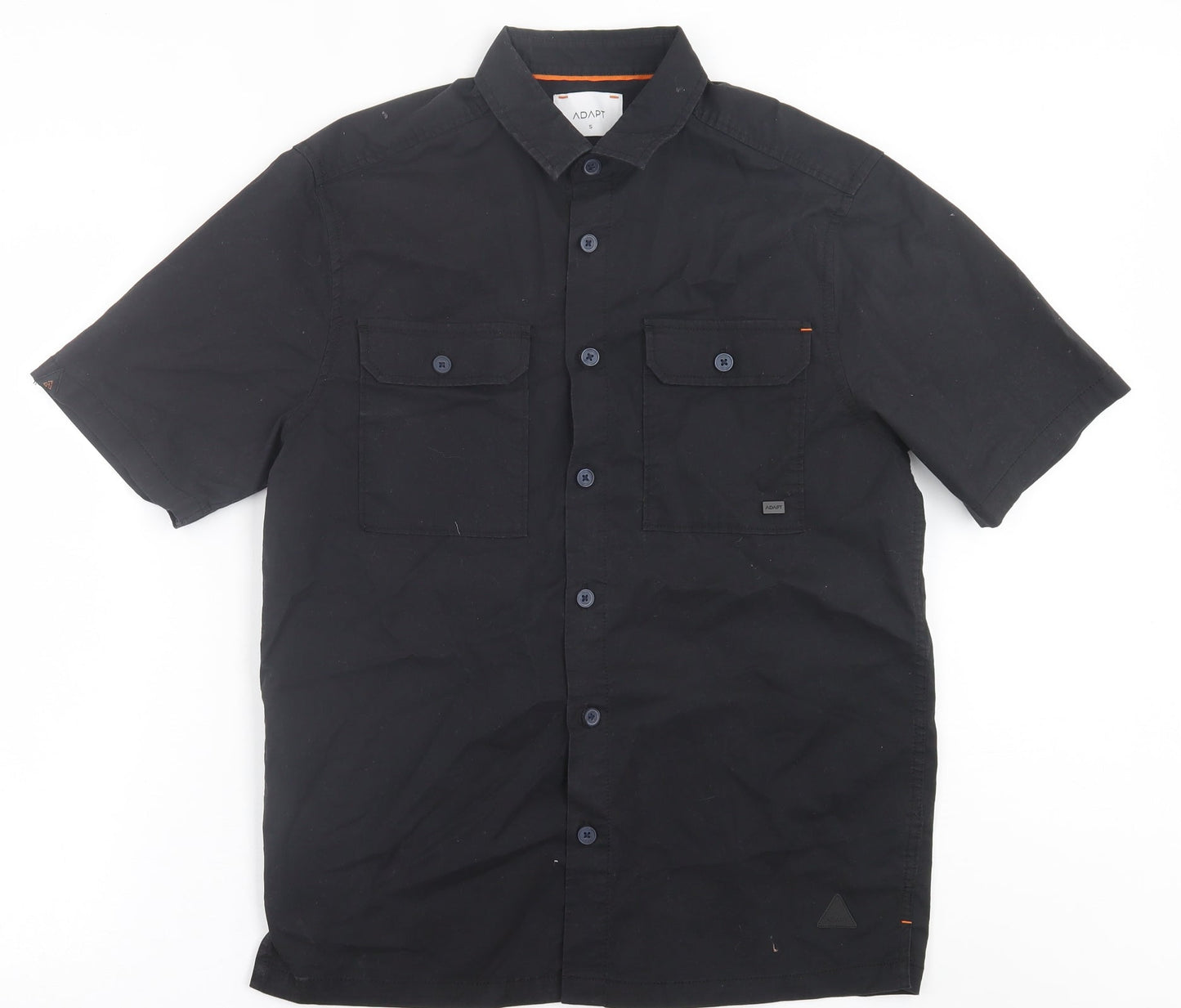 Adapt Mens Black  Cotton  Button-Up Size S Collared Button