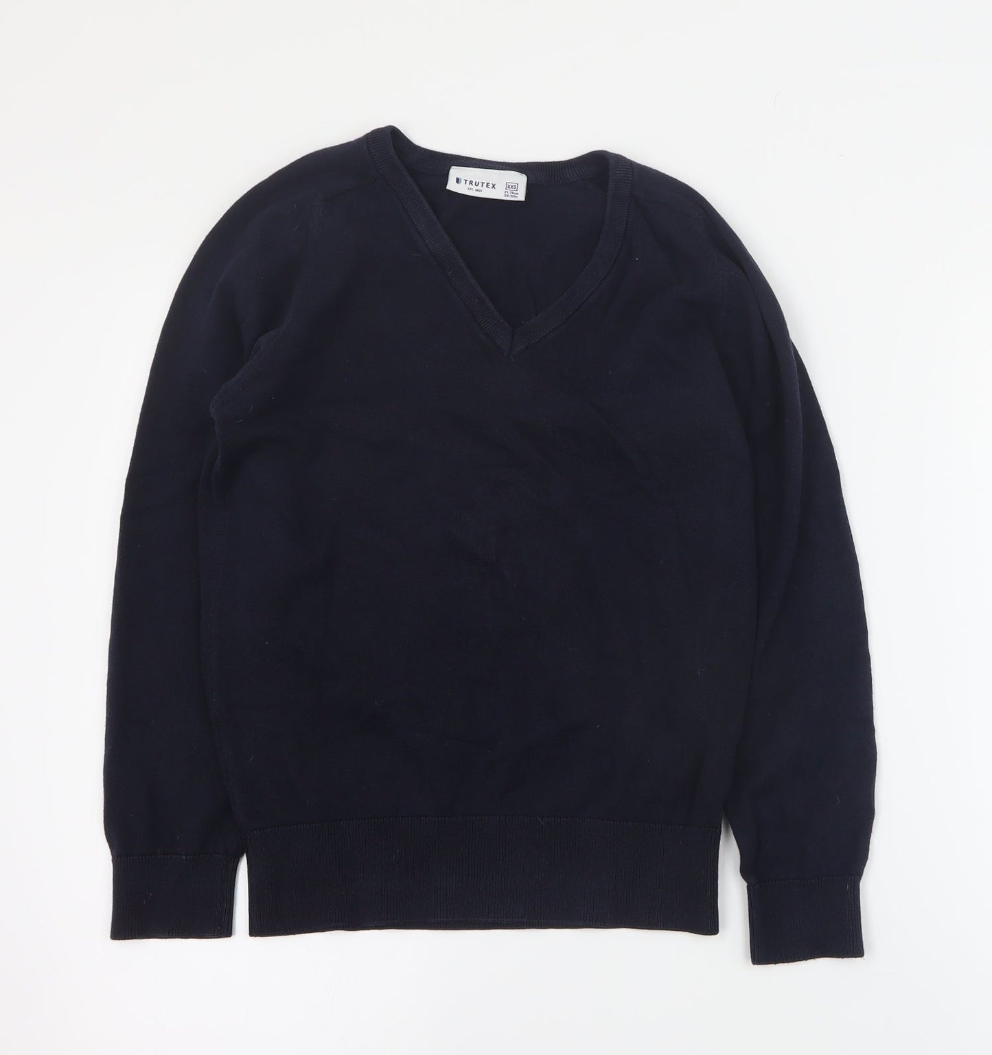 Trutex Boys Blue V-Neck  Cotton Pullover Jumper Size 2XS  Pullover