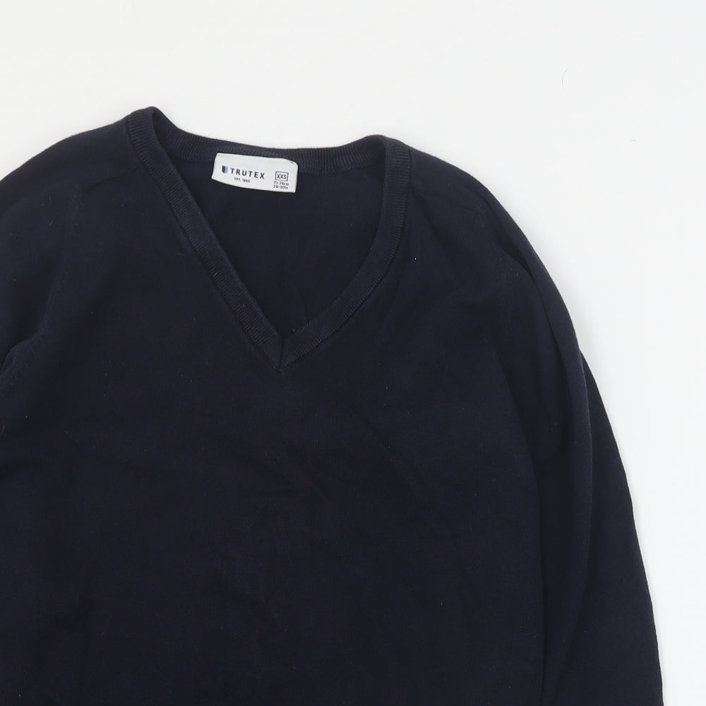 Trutex Boys Blue V-Neck  Cotton Pullover Jumper Size 2XS  Pullover
