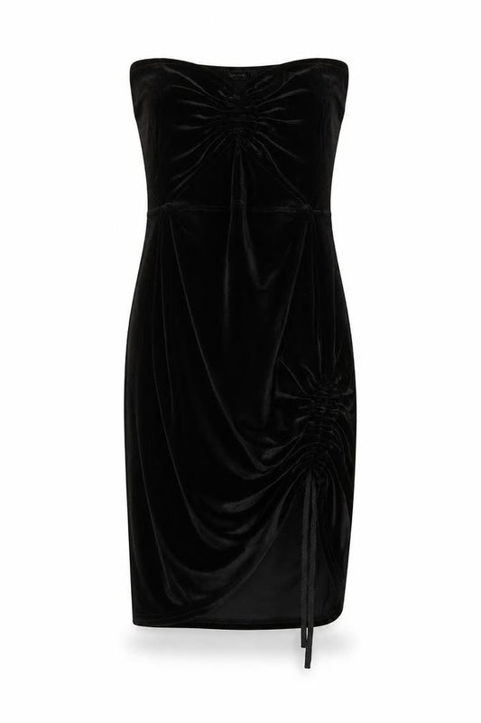 PRETTYLITTLETHING Womens Black  Polyester Bodycon  Size 6  V-Neck