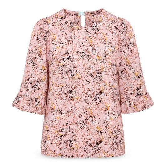 Marks and Spencer Womens Pink Animal Print Viscose Basic Blouse Size 8 Round Neck