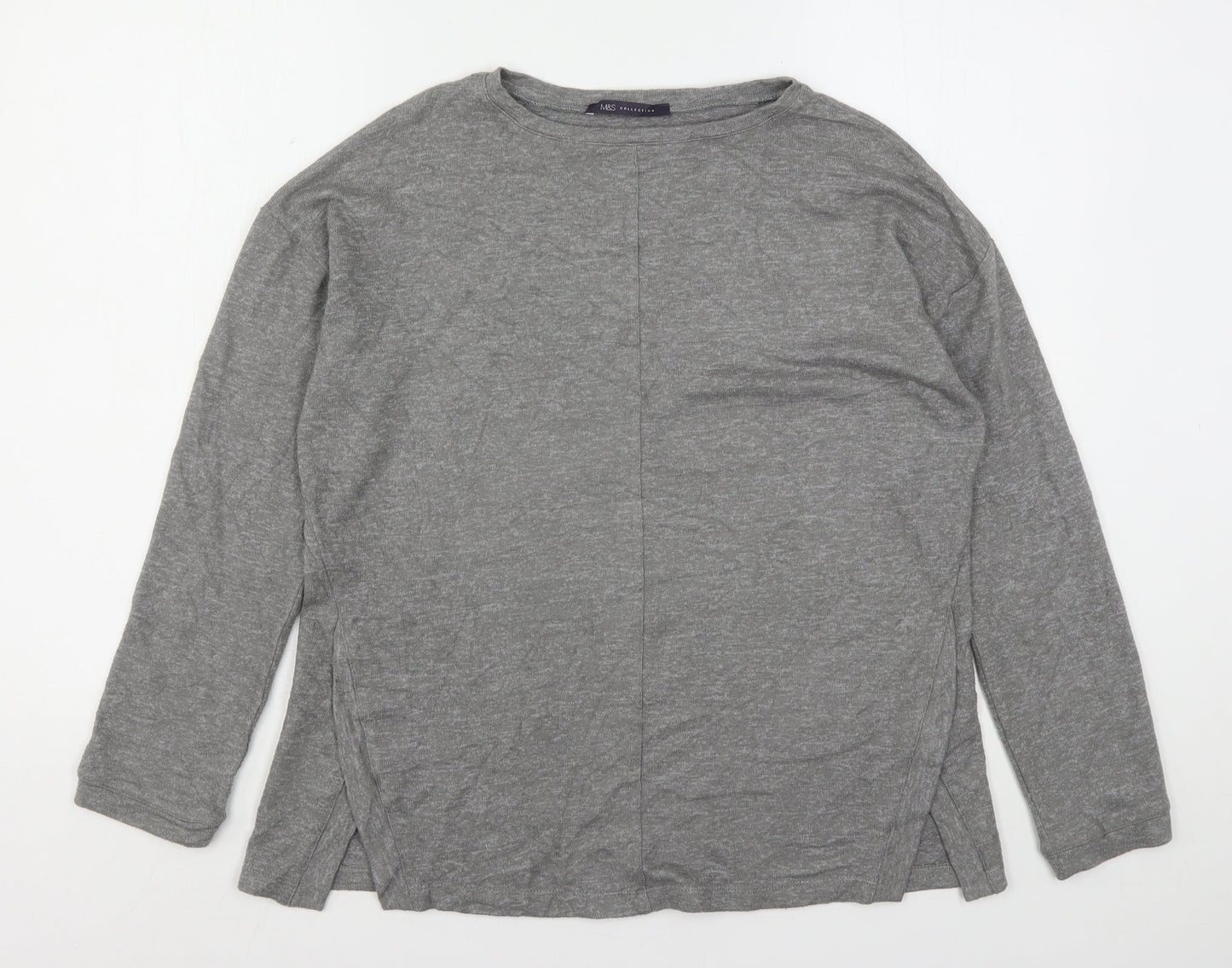 Marks and Spencer Womens Grey Round Neck  Viscose Pullover Jumper Size 12