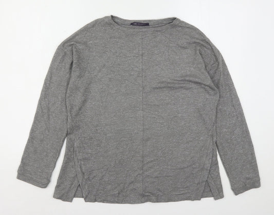 Marks and Spencer Womens Grey Round Neck  Viscose Pullover Jumper Size 12