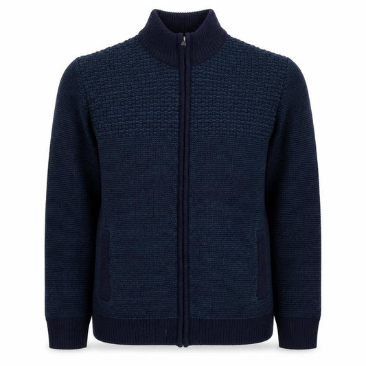 Marks and Spencer Womens Blue Geometric Acrylic Full Zip Sweatshirt Size M  Zip