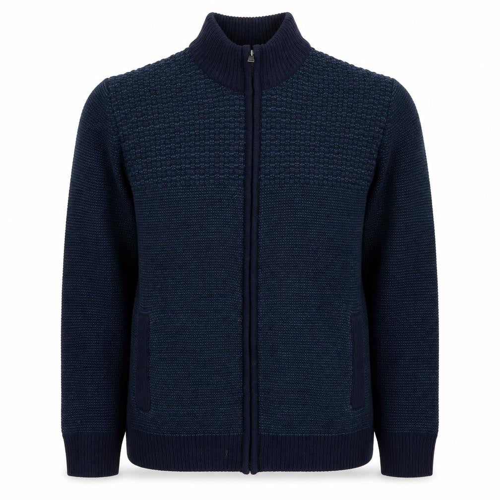Marks & Spencer Womens Blue Geometric Acrylic Full Zip Sweatshirt Size M  Zip