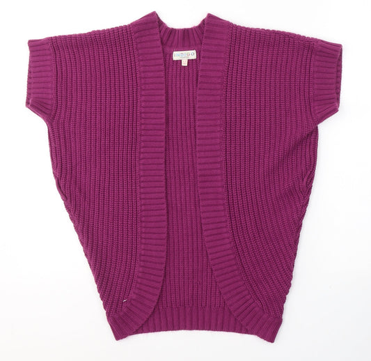 Marks and Spencer Girls Purple V-Neck  Acrylic Cardigan Jumper Size 6-7 Years  Tie