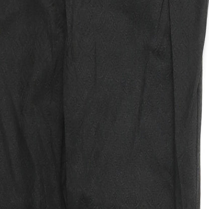 Next Womens Black Geometric Cotton Trousers  Size 10 L28 in Regular Buckle