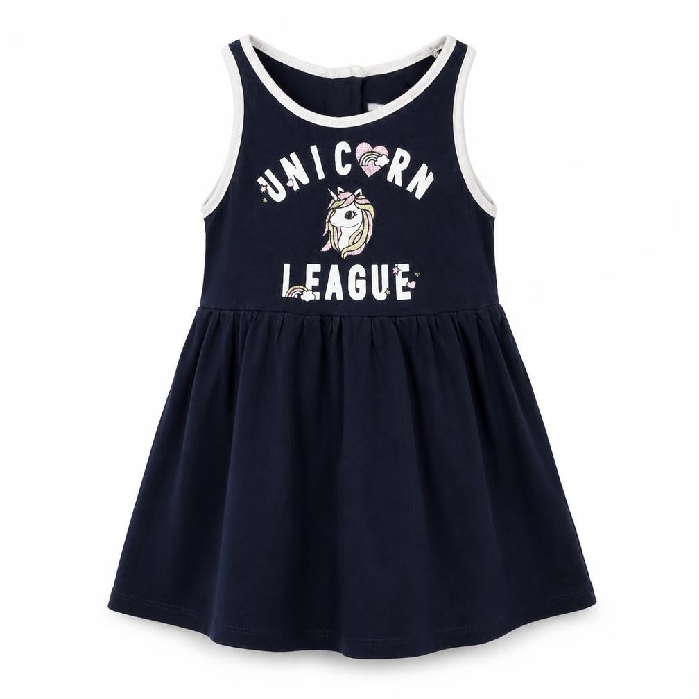 H&M Girls Blue  Cotton A-Line  Size 2 Years  Scoop Neck Pullover - Unicorn