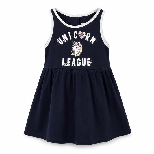 H&M Girls Blue  Cotton A-Line  Size 2 Years  Scoop Neck Pullover - Unicorn
