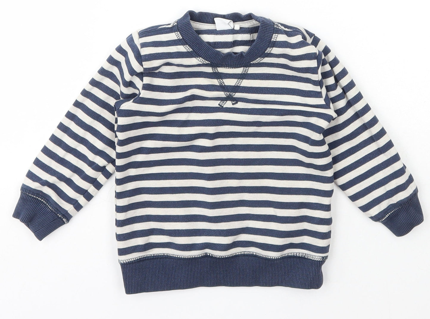 name it Boys Blue Striped Cotton Pullover Jumper Size 9-12 Months  Pullover