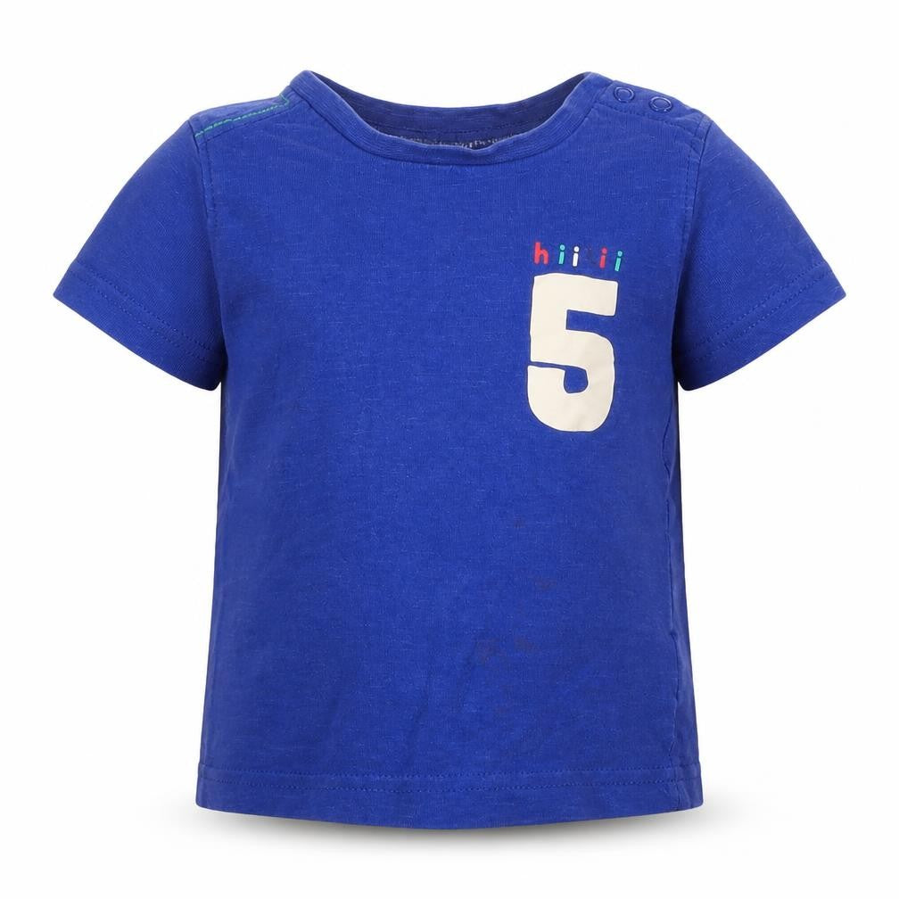 Mothercare Baby Blue  Cotton Basic T-Shirt Size 12-18 Months Crew Neck Snap