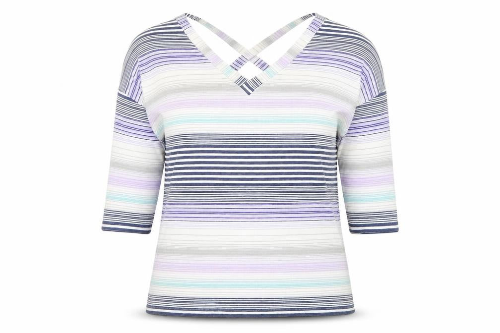 George Womens Multicoloured V-Neck Striped Polyester Pullover Jumper Size 12