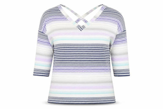 George Womens Multicoloured V-Neck Striped Polyester Pullover Jumper Size 12
