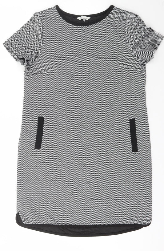 Peacocks Womens Black Herringbone Polyester A-Line  Size 10  Scoop Neck Pullover