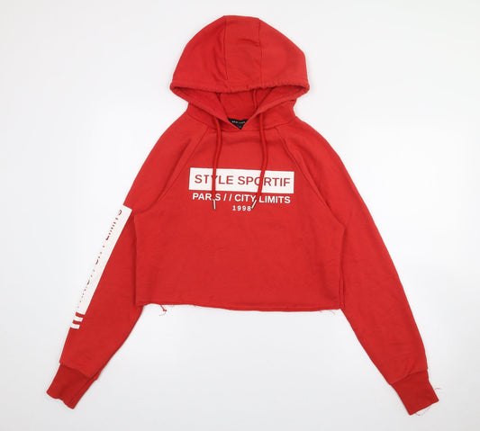 New Look Womens Red  Cotton Pullover Hoodie Size 6