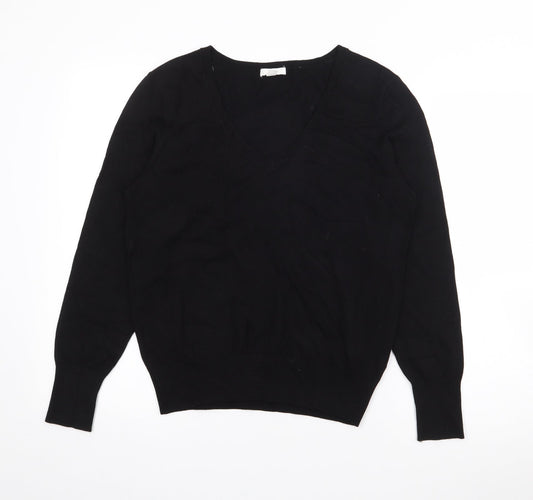 H&M Womens Black V-Neck  Viscose Pullover Jumper Size M